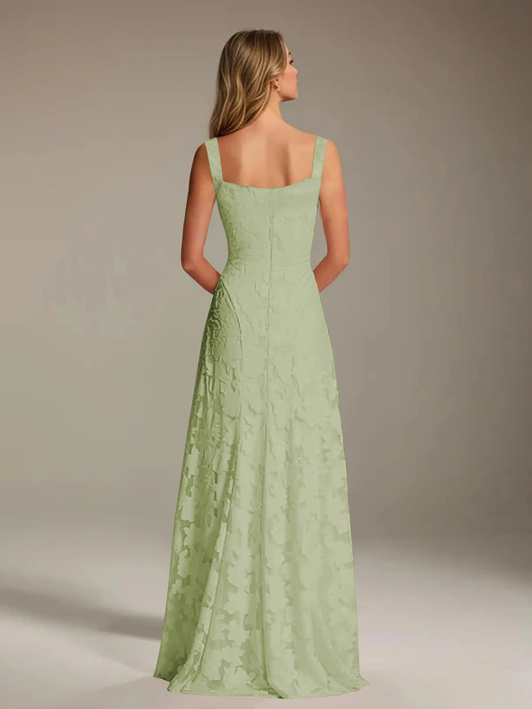 Women’s Floral Lace A-Line Maxi Wedding Guest Dress with Square Neck