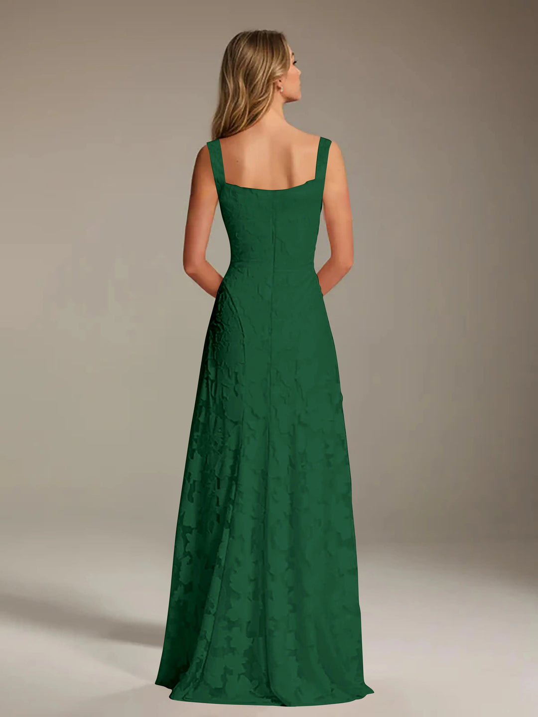Women’s Floral Lace A-Line Maxi Wedding Guest Dress with Square Neck