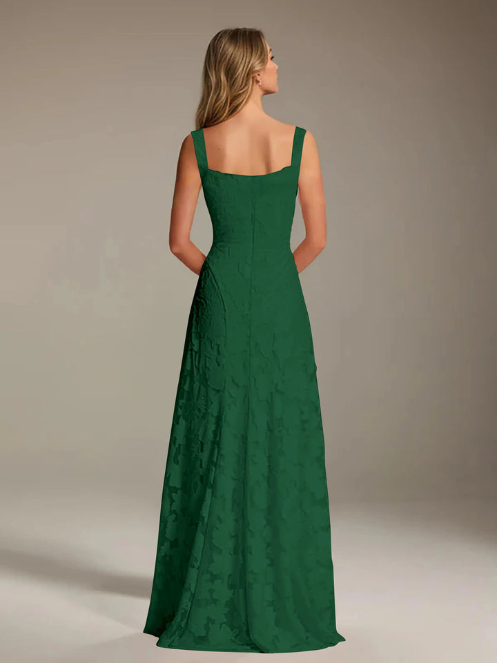 Women’s Floral Lace A-Line Maxi Wedding Guest Dress with Square Neck