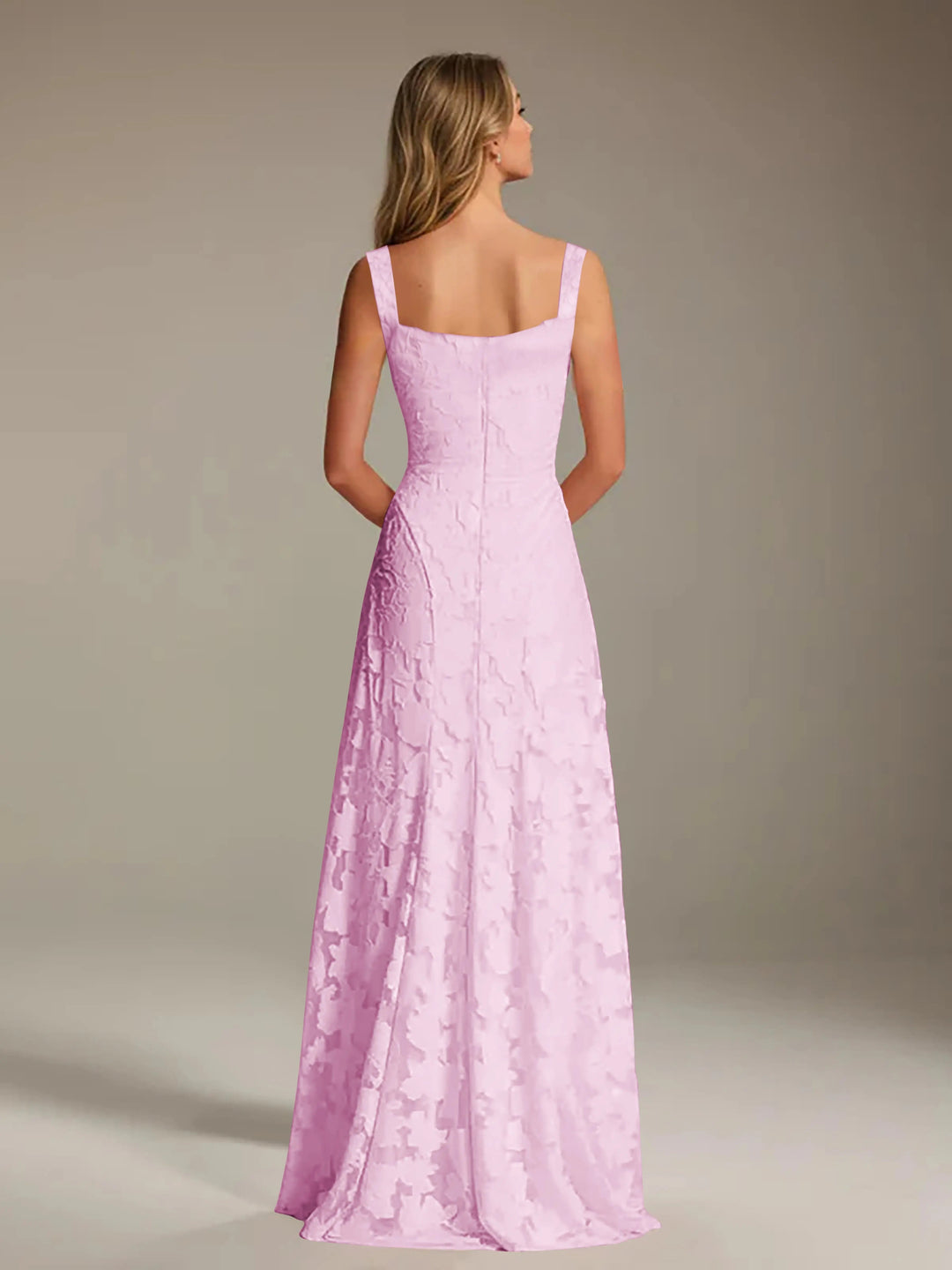 Women’s Floral Lace A-Line Maxi Wedding Guest Dress with Square Neck