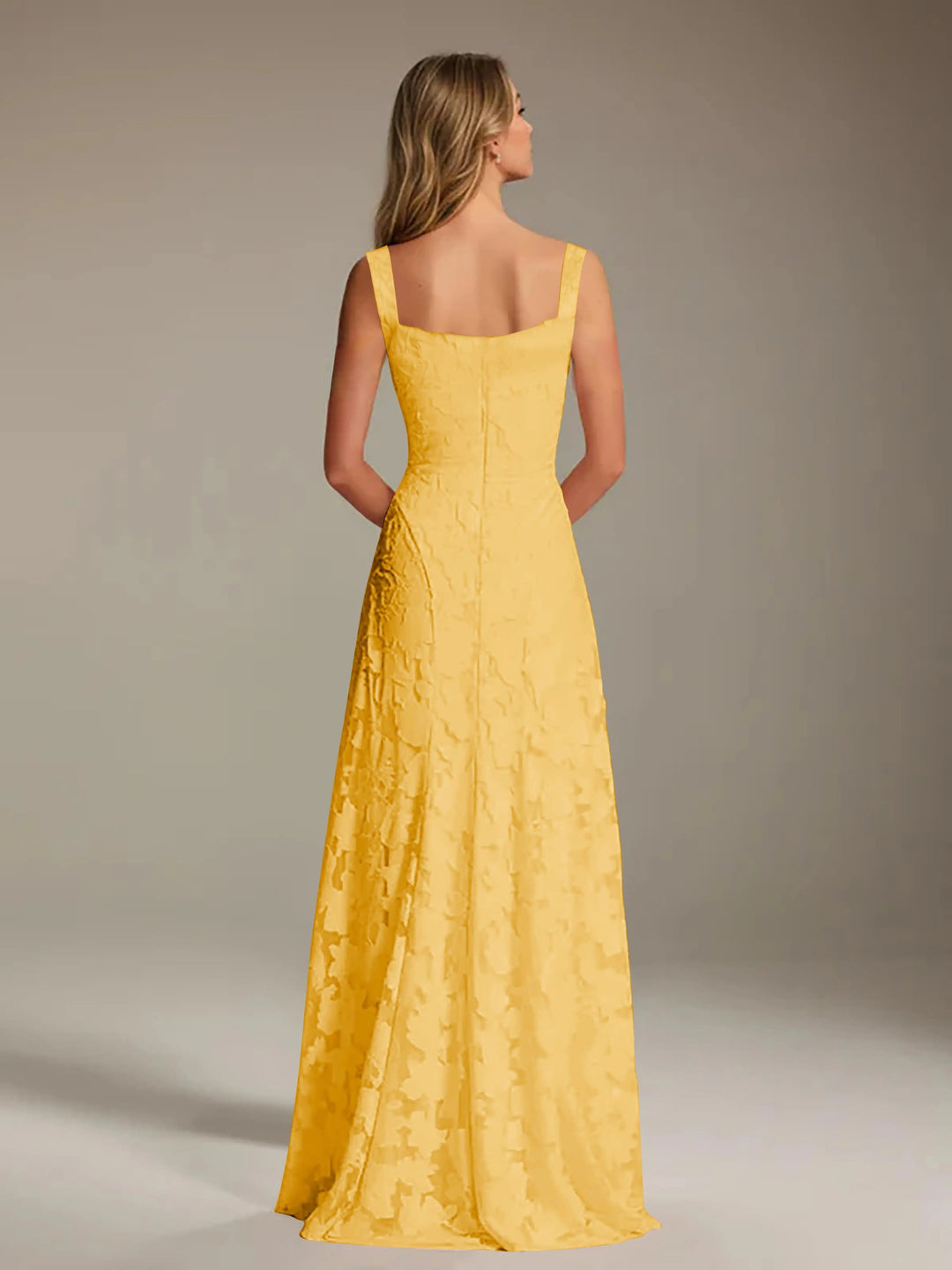 Women’s Floral Lace A-Line Maxi Wedding Guest Dress with Square Neck