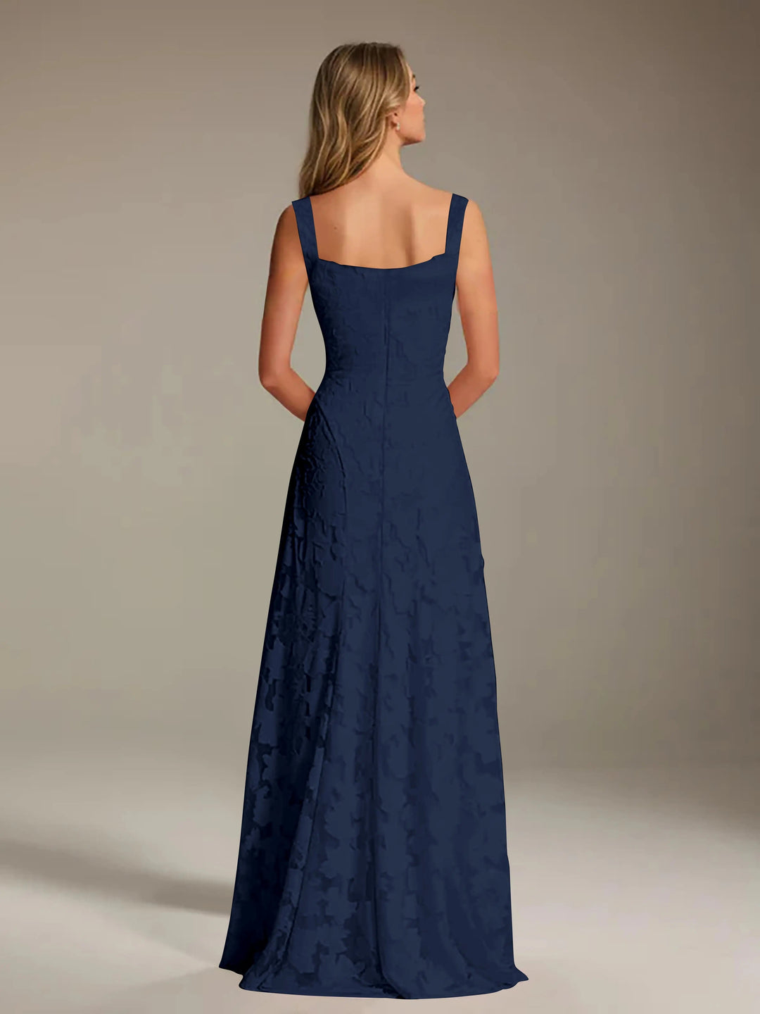 Women’s Floral Lace A-Line Maxi Wedding Guest Dress with Square Neck