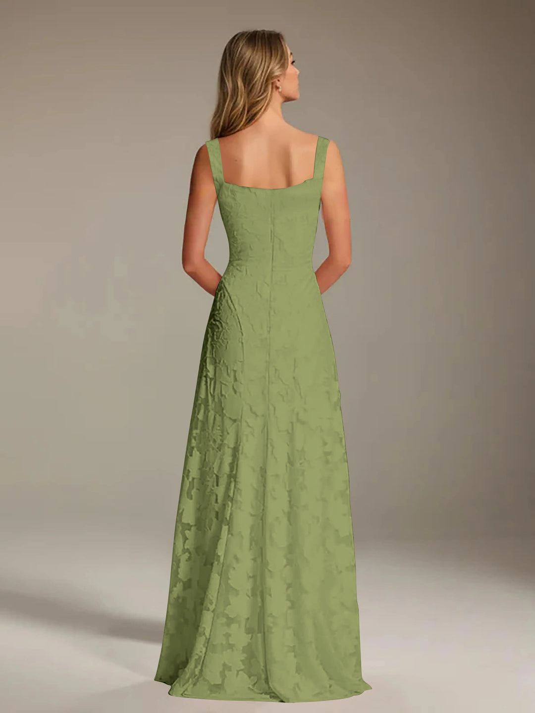 Women’s Floral Lace A-Line Maxi Wedding Guest Dress with Square Neck