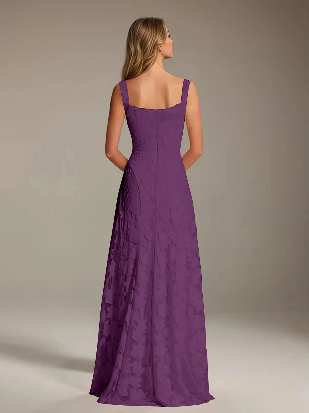 Women’s Floral Lace A-Line Maxi Wedding Guest Dress with Square Neck