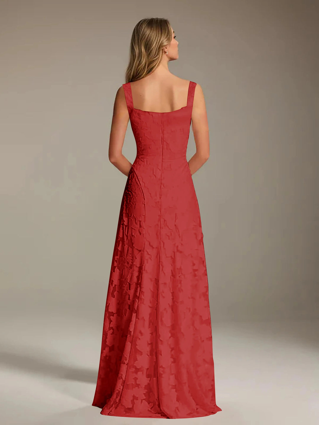 Women’s Floral Lace A-Line Maxi Wedding Guest Dress with Square Neck
