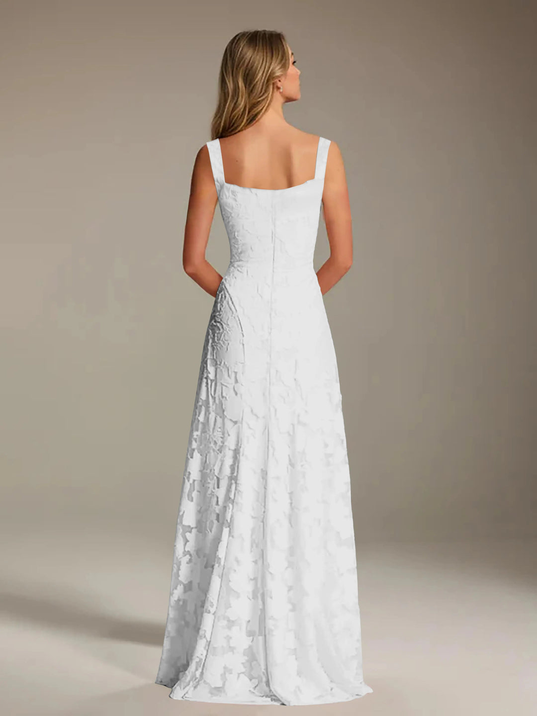 Women’s Floral Lace A-Line Maxi Wedding Guest Dress with Square Neck
