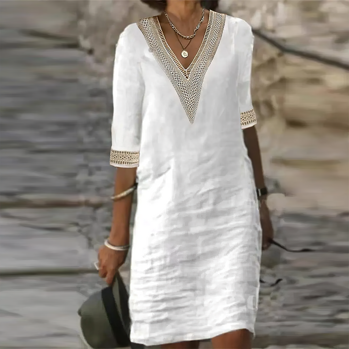 Women's Flowy Summer Mini Dress with Half Sleeves
