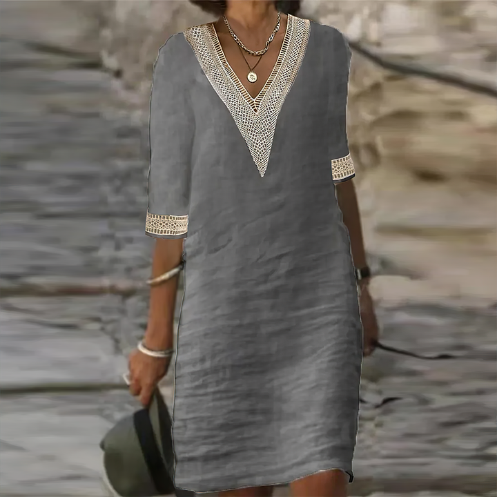 Women's Flowy Summer Mini Dress with Half Sleeves