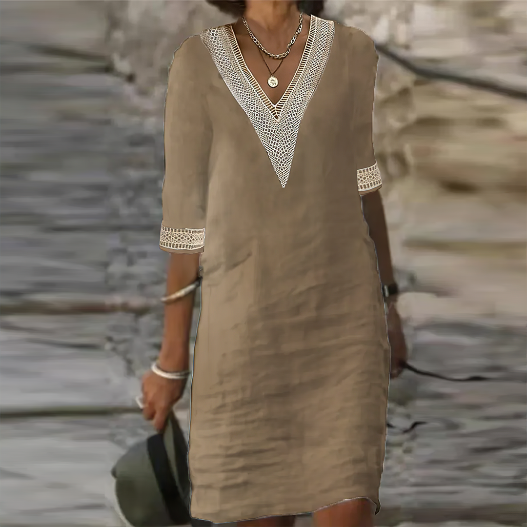 Women's Flowy Summer Mini Dress with Half Sleeves