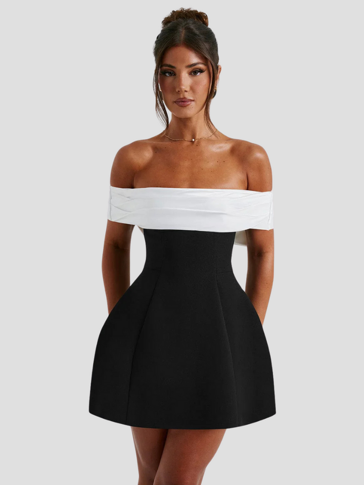 Women’s Off-Shoulder Bow-Back Mini Cocktail Dress