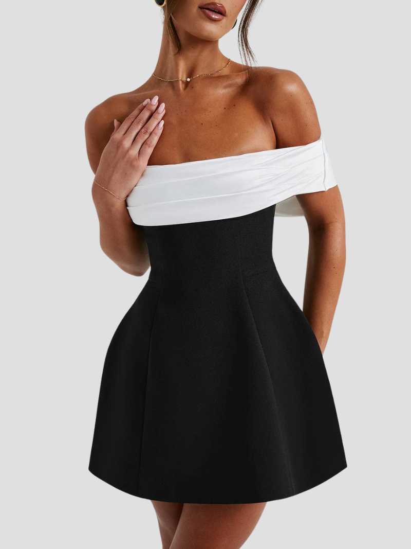 Women’s Off-Shoulder Bow-Back Mini Cocktail Dress