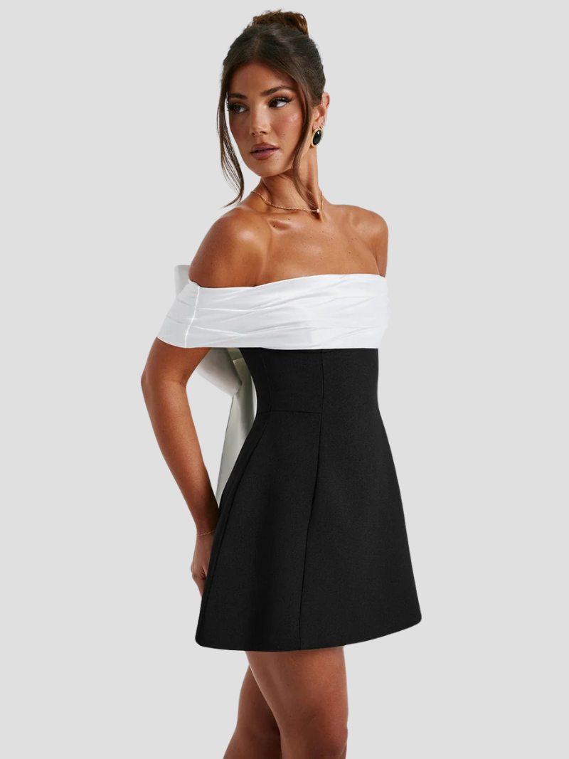 Women’s Off-Shoulder Bow-Back Mini Cocktail Dress