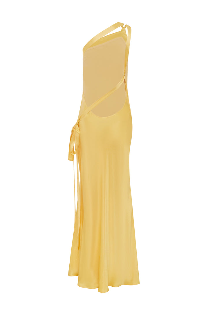 Women’s Asymmetric One-Shoulder Satin Maxi Gown with Open Back