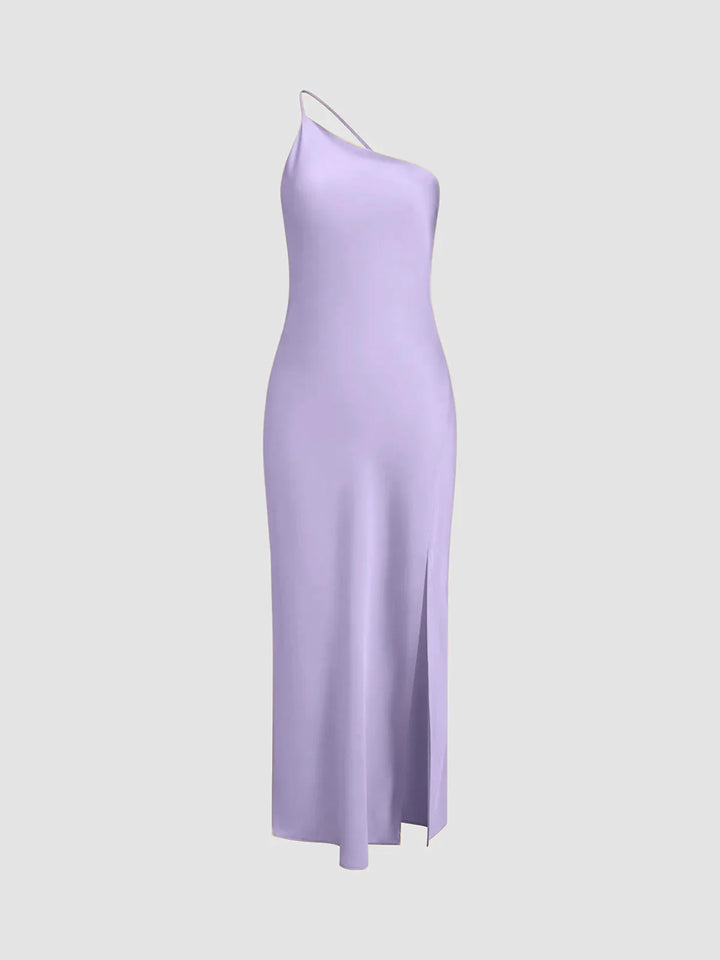 Women’s Backless Satin Maxi Dress with Side Slit