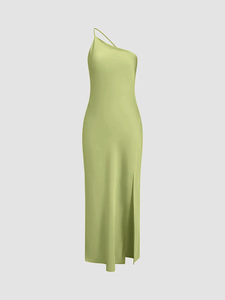 Women’s Backless Satin Maxi Dress with Side Slit