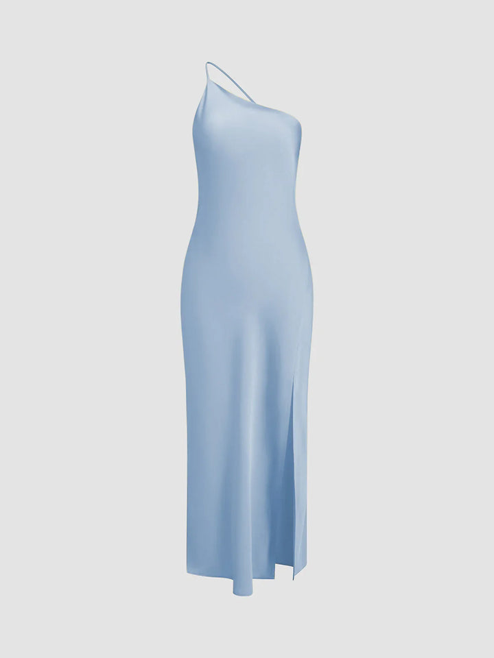 Women’s Backless Satin Maxi Dress with Side Slit