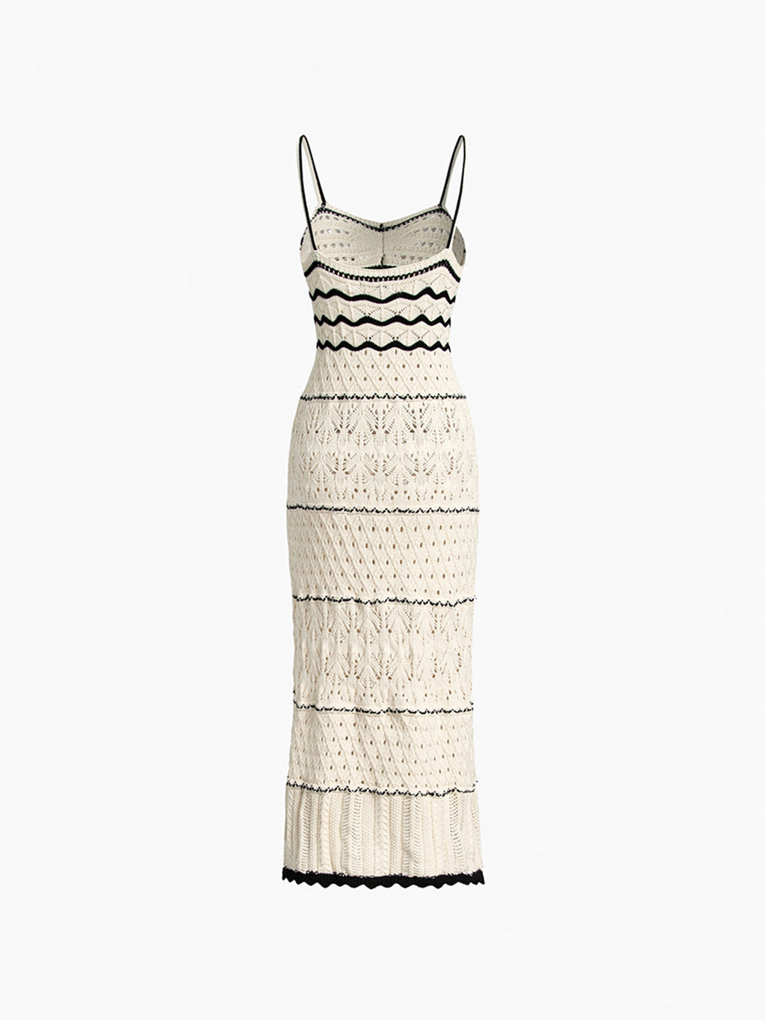 Women’s Knit Crochet Midi Dress with Slim Straps