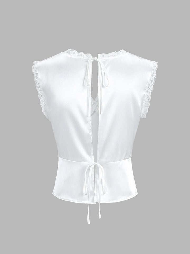 Women’s Lace-Trim Satin Two-Piece Skirt Set