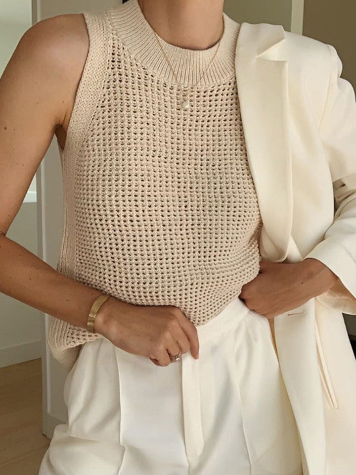 Women’s Open-Knit Sleeveless Textured Tank Top
