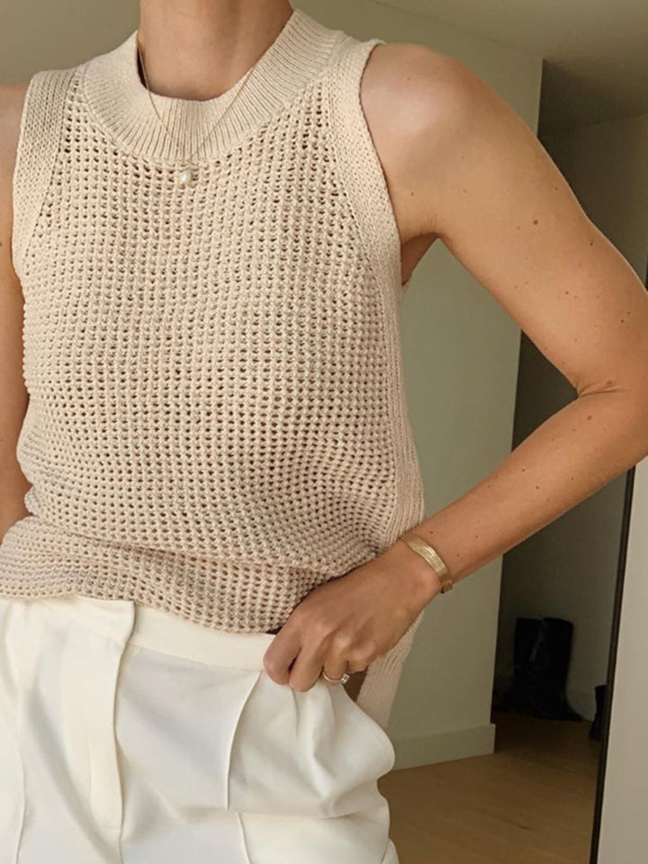 Women’s Open-Knit Sleeveless Textured Tank Top