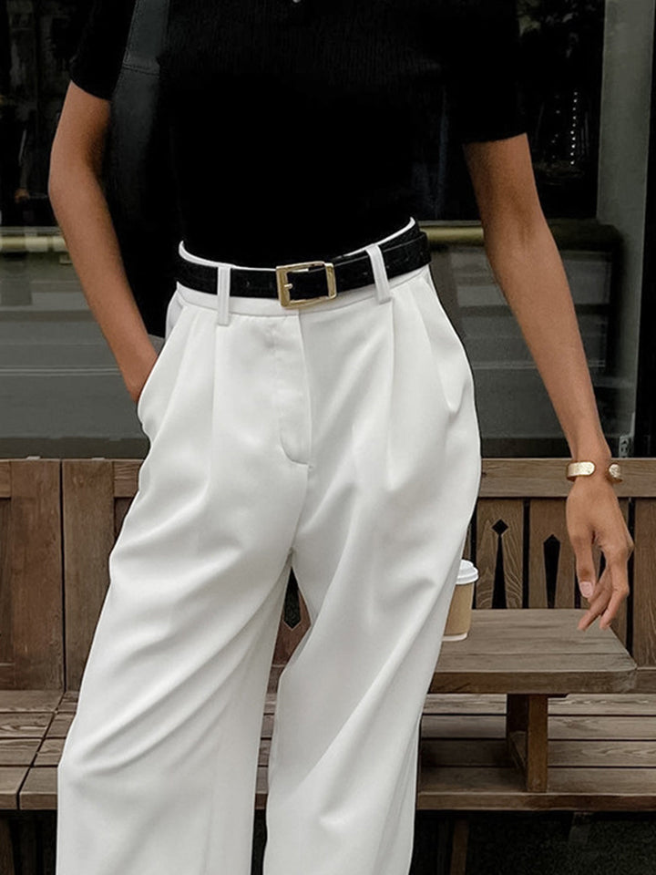 Women’s High-Waist Wide-Leg Pants with Front Pleats