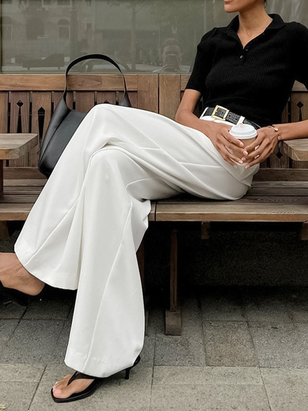 Women’s High-Waist Wide-Leg Pants with Front Pleats