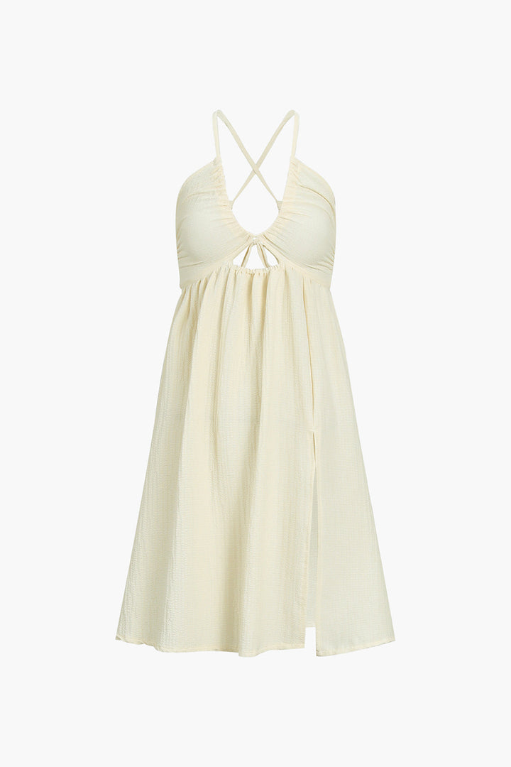 Women’s Twist-Front Cutout Backless Midi Dress with Side Split