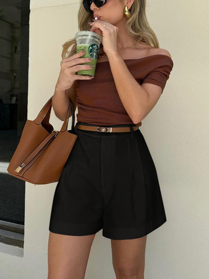 Women’s Pleated Mid-Waist Formal Shorts