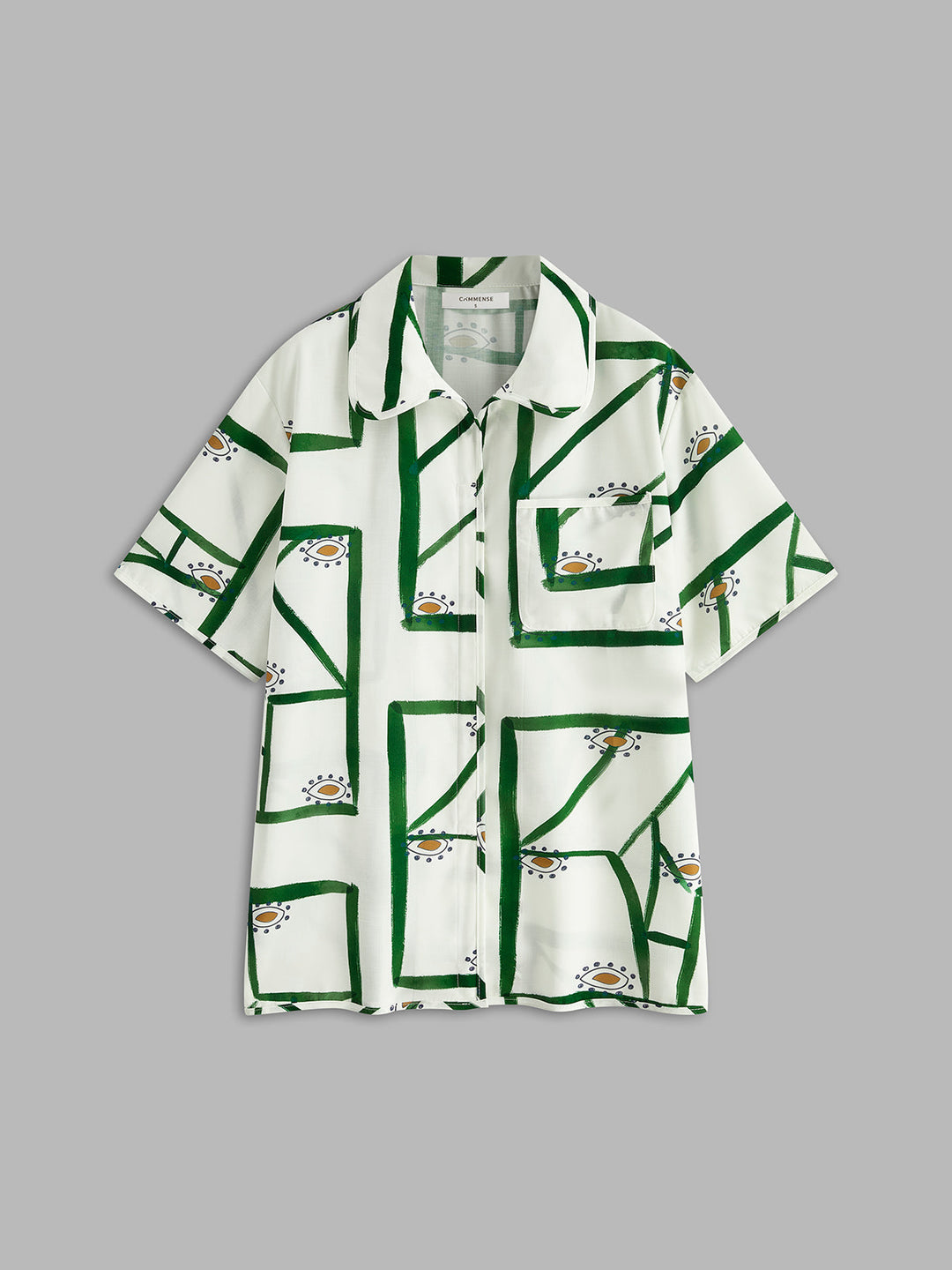 Women’s Printed Button-Up Shirt Two-Piece Set with Drawstring Shorts