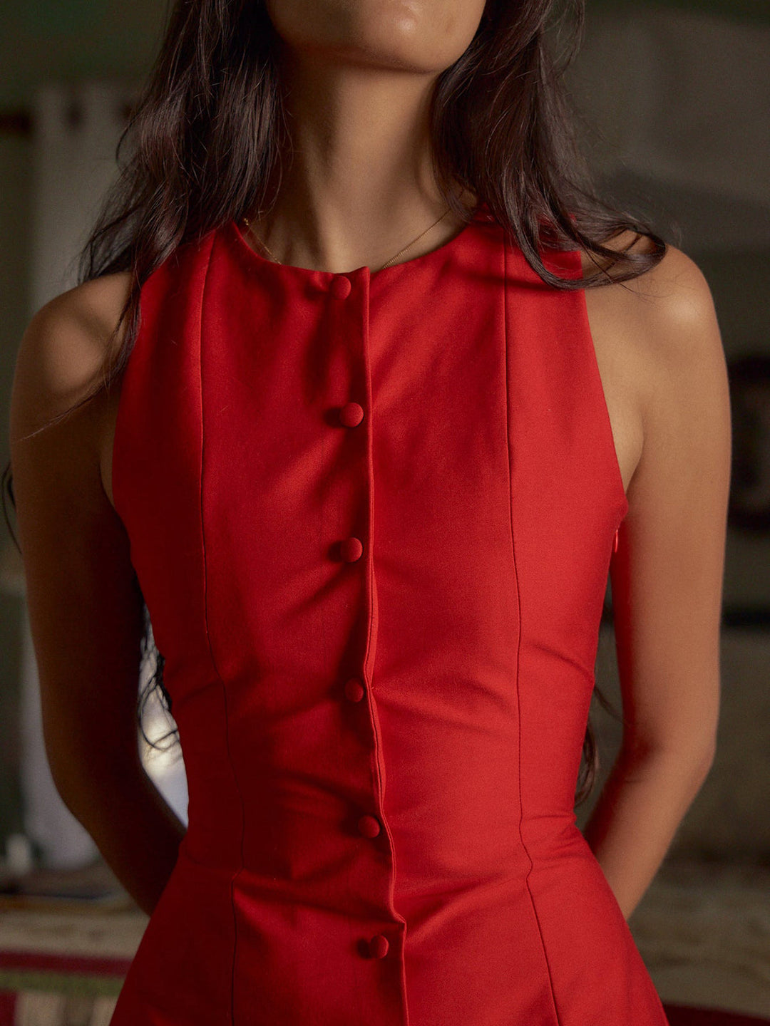 Women’s Sleeveless Button-Front Mini Dress