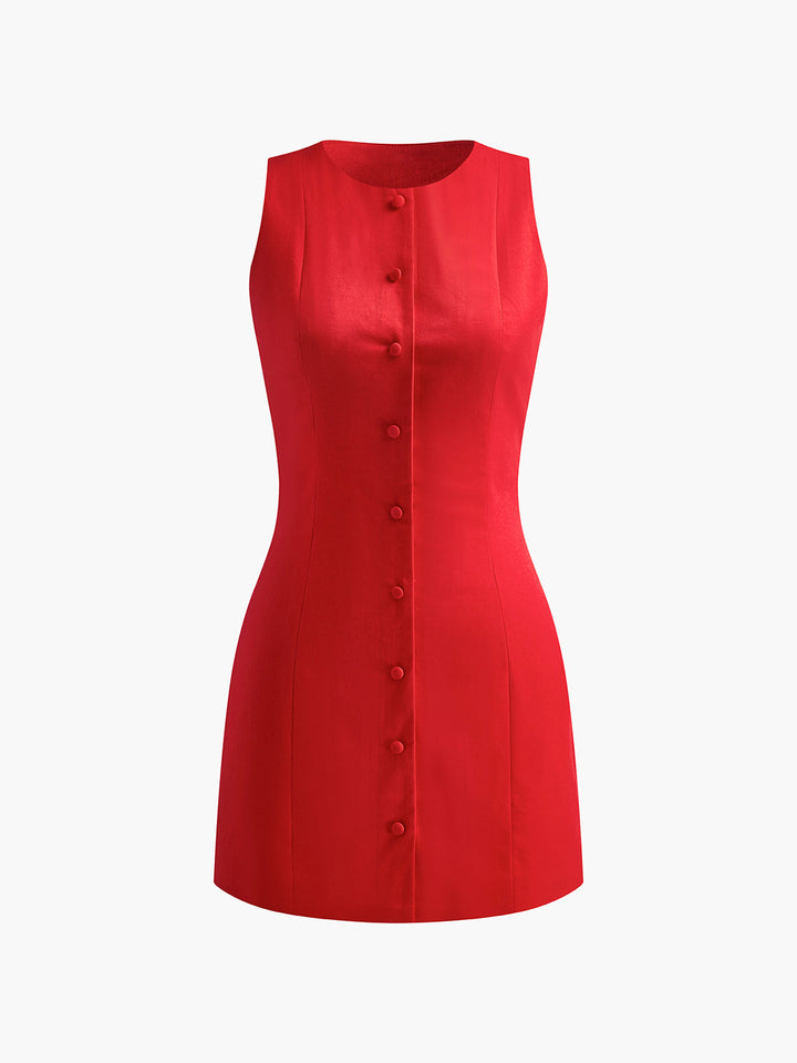 Women’s Sleeveless Button-Front Mini Dress