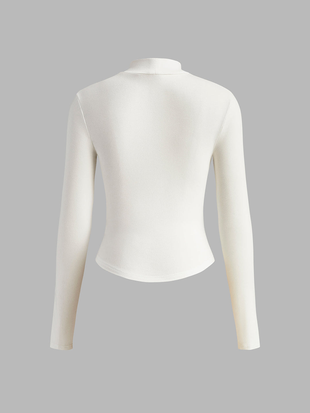 Women’s Mock-Neck Fitted Long Sleeve Top with Corset Seams