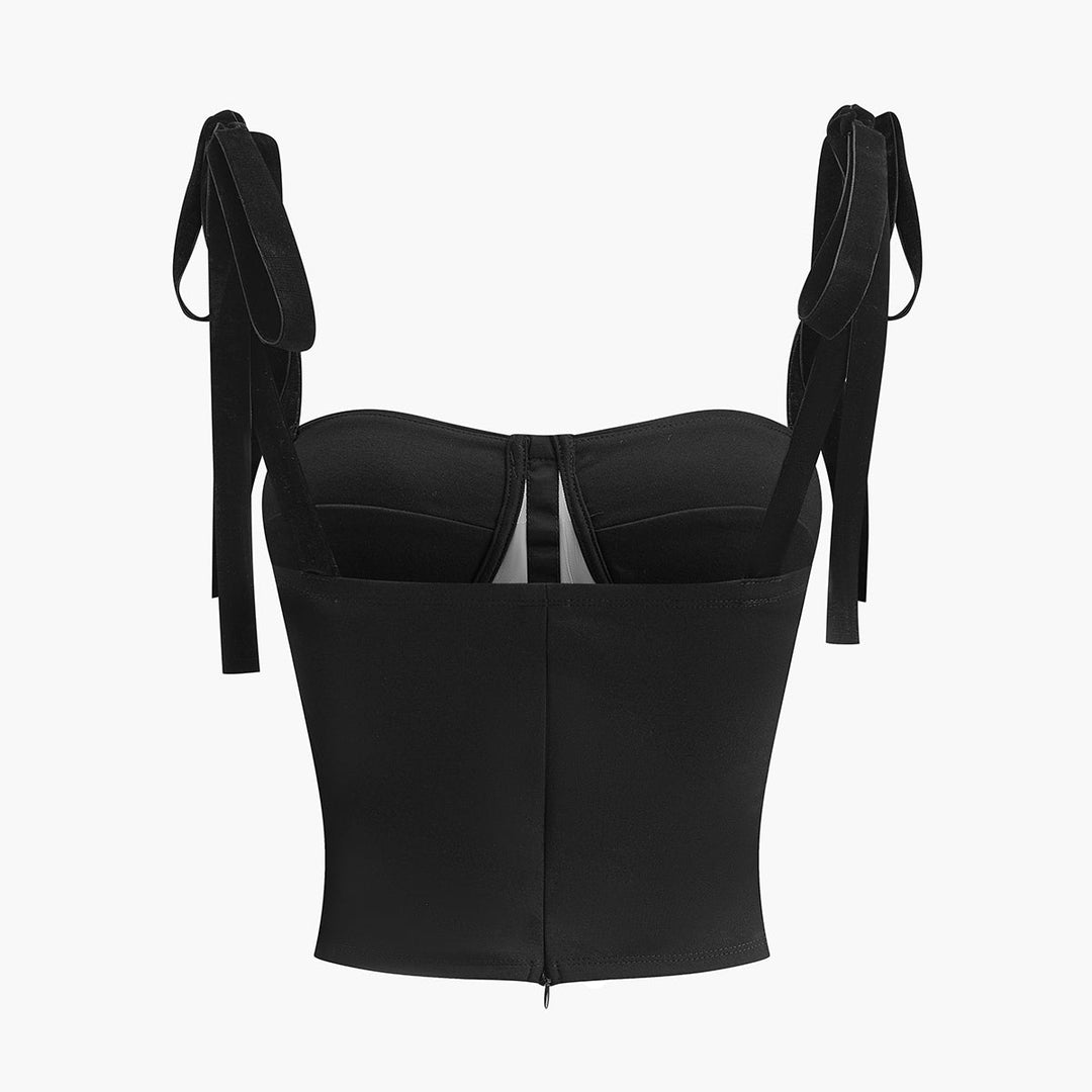 Women’s Sheer Bow-Shoulder Corset Top