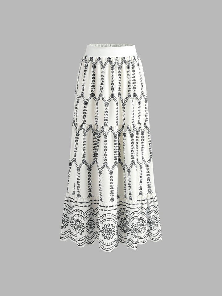 Women’s Sweetheart Two-Piece Midi Skirt Set with Tie-Back Top