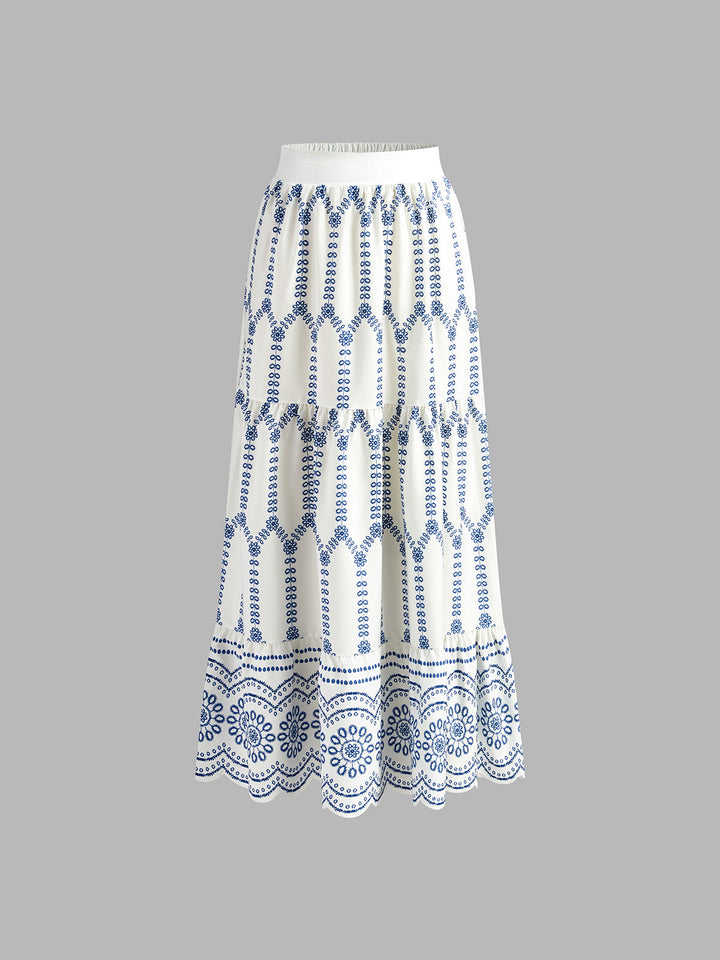 Women’s Sweetheart Two-Piece Midi Skirt Set with Tie-Back Top