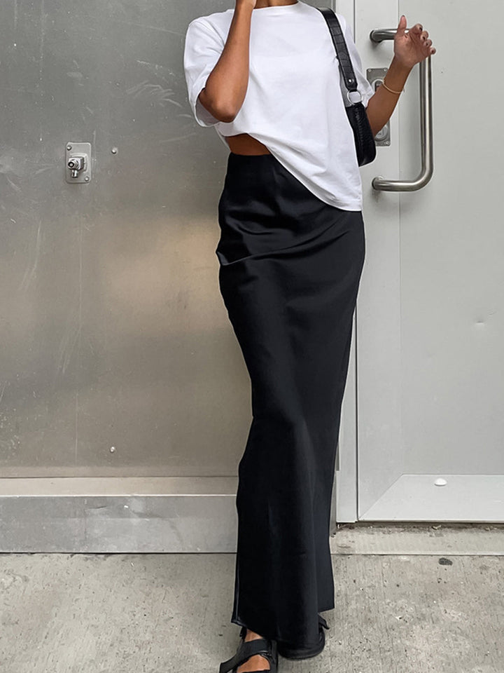 Women’s High-Waist Satin Maxi Skirt