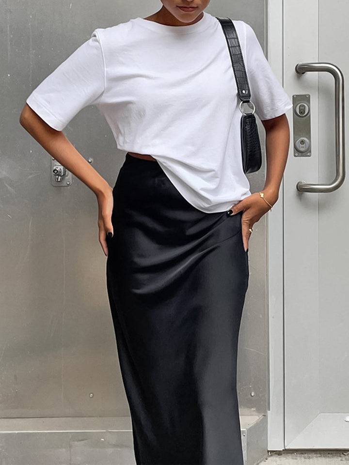 Women’s High-Waist Satin Maxi Skirt