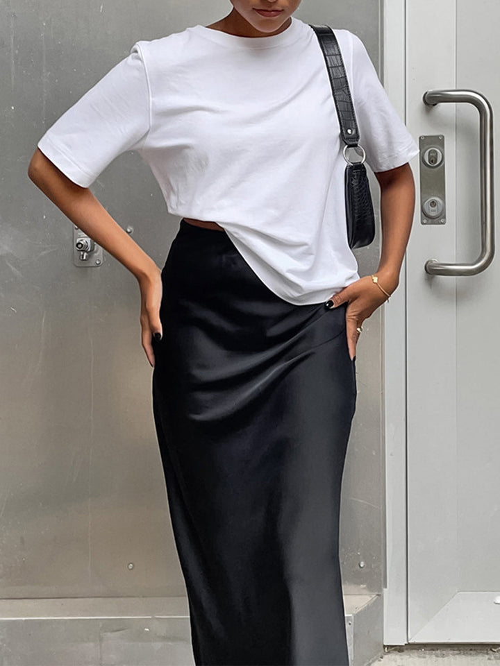 Women’s High-Waist Satin Maxi Skirt