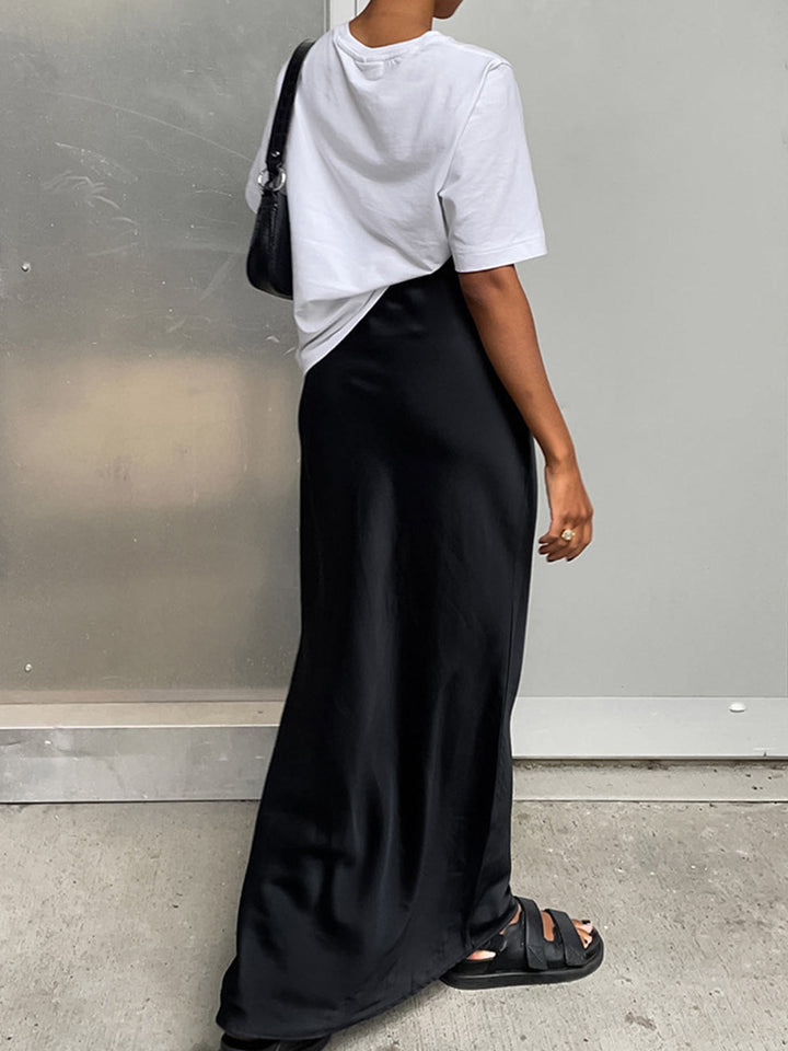 Women’s High-Waist Satin Maxi Skirt