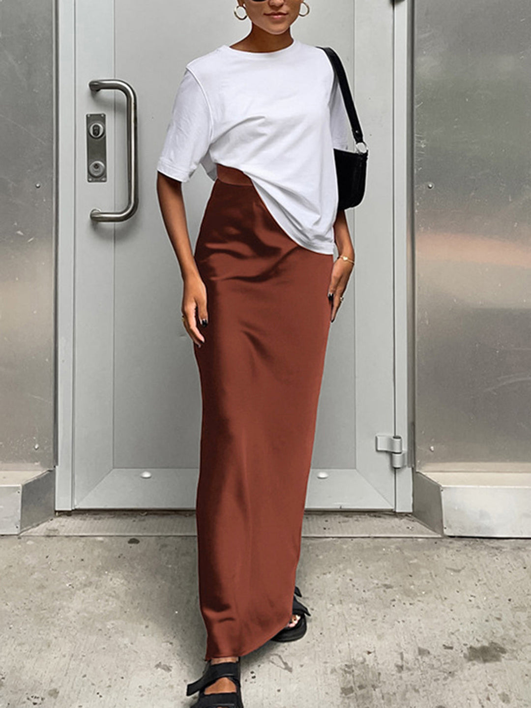 Women’s High-Waist Satin Maxi Skirt