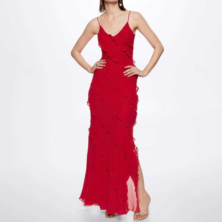 Women’s Ruffle Maxi Dress with Spaghetti Straps