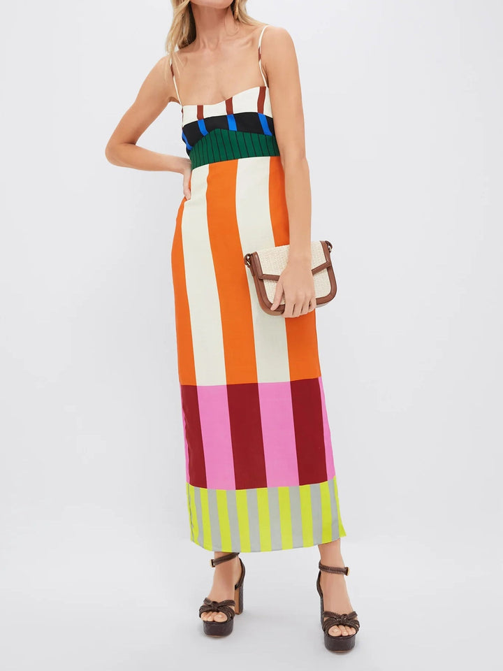 Women’s Colour-Block Empire Waist Maxi Dress
