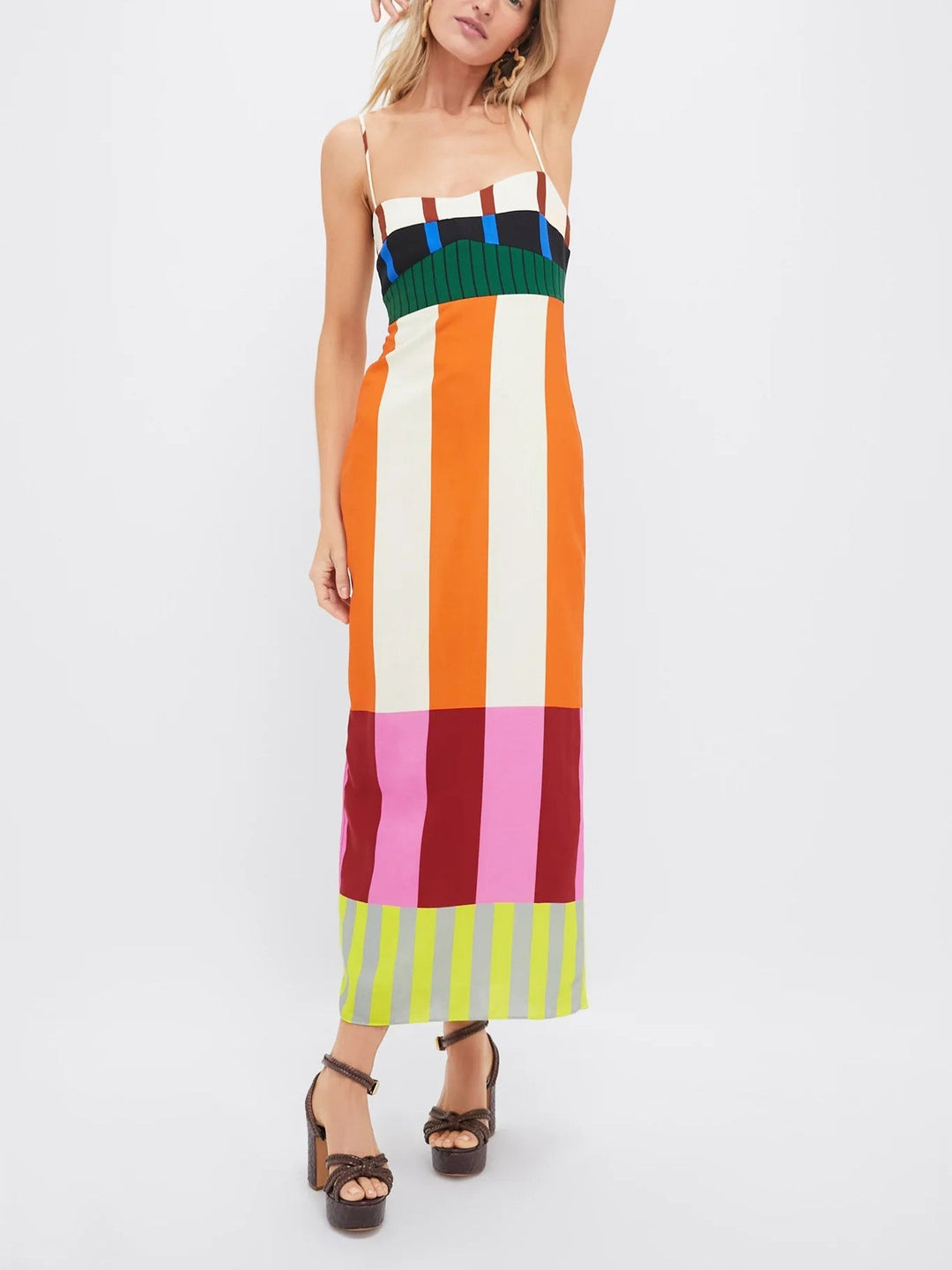 Women’s Colour-Block Empire Waist Maxi Dress