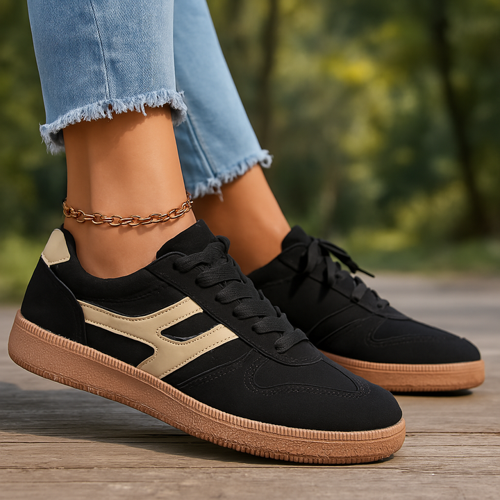 Women’s Low-Top Lace-Up Sneakers with Grip Sole