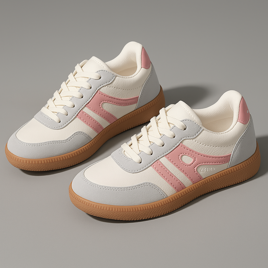 Women’s Low-Top Lace-Up Sneakers with Grip Sole