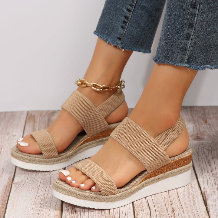 Women’s Platform Sandals with Wide Elastic Straps
