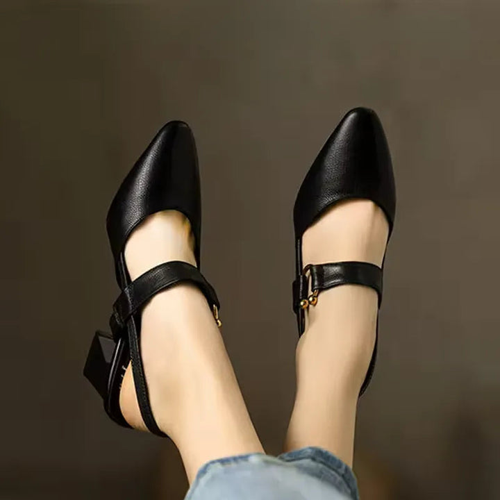 Women’s Slingback Heels with Closed Toe and Block Heel