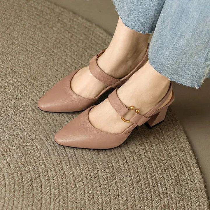 Women’s Slingback Heels with Closed Toe and Block Heel
