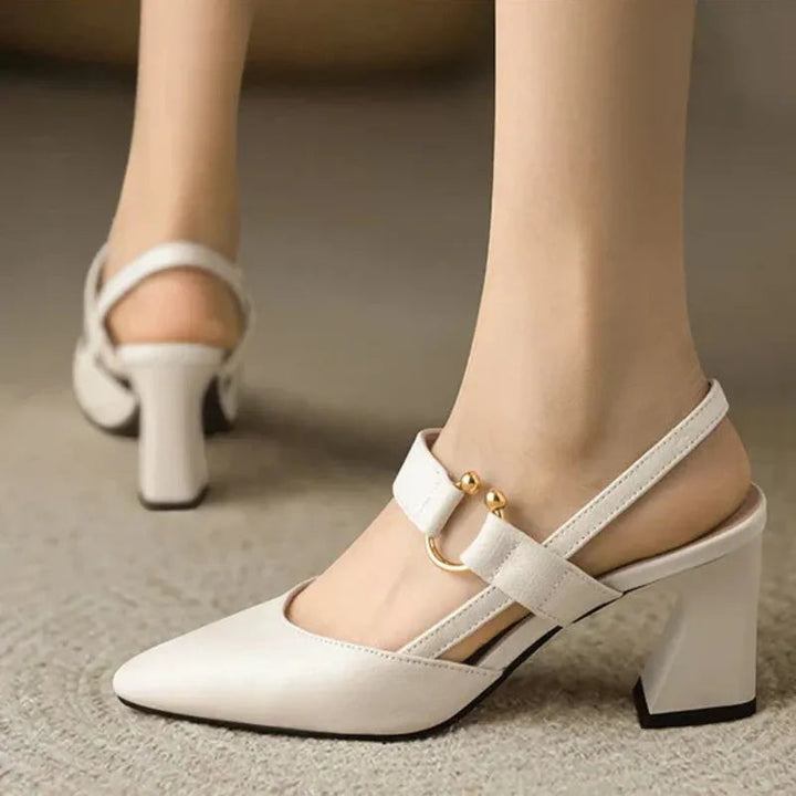Women’s Slingback Heels with Closed Toe and Block Heel