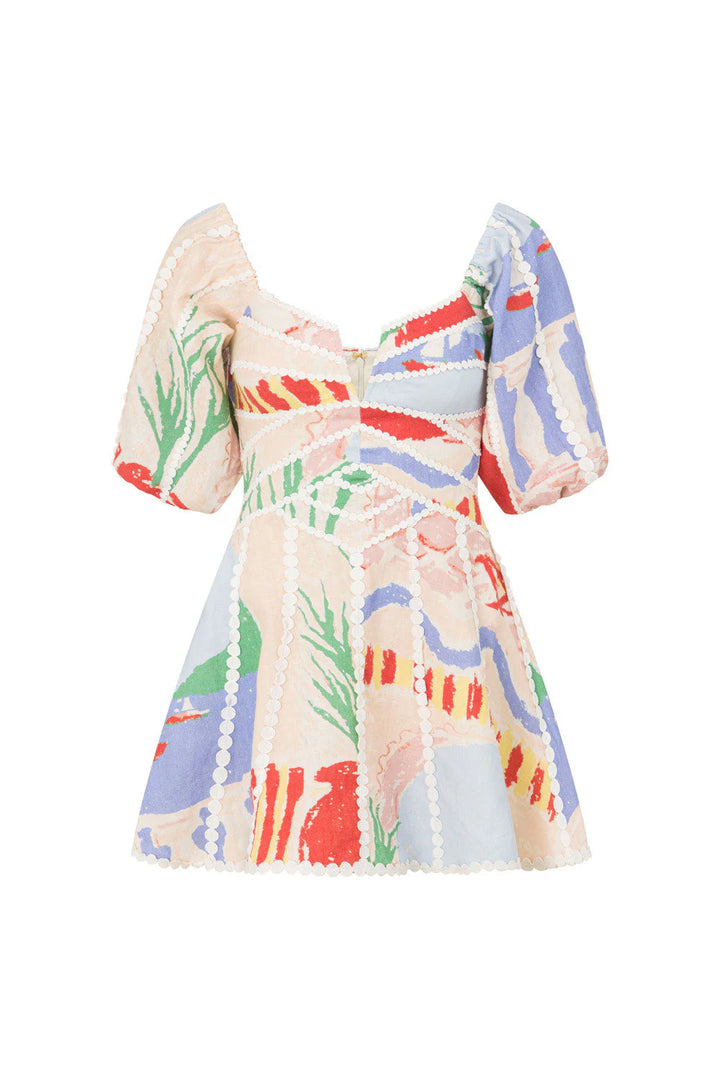 Women’s Off-Shoulder Puff Sleeve Mini Dress with V-Neck